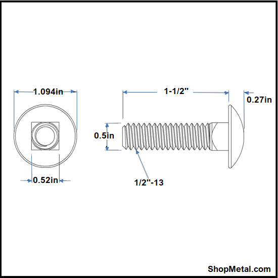 Picture of 1/2-13 X 1-1/2" CARR BLT HDG