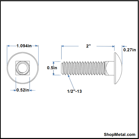 Picture of 1/2-13 X 2" CARR BLT HDG