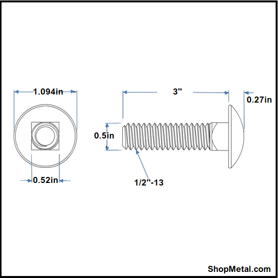 Picture of 1/2-13 X 3" CARR BLT HDG