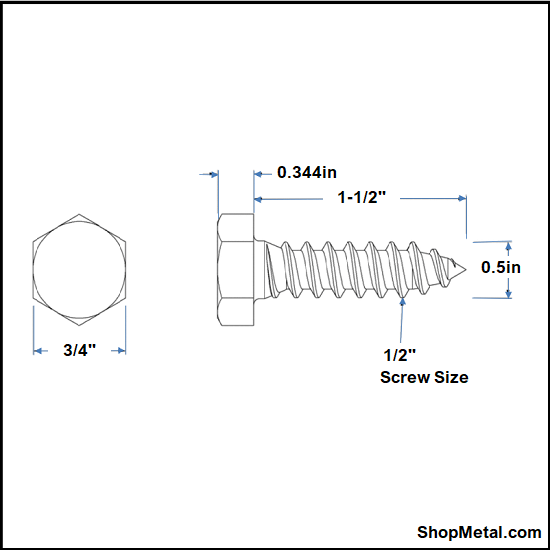 Picture of 1/2" X 1-1/2" HEX LAG HDG