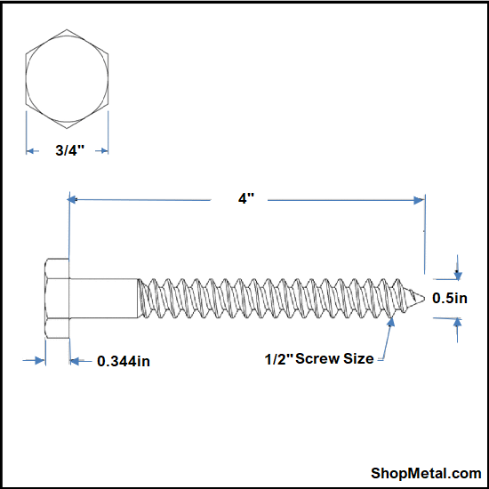 Picture of 1/2" X 4" HEX LAG HDG