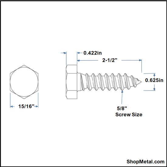 Picture of 5/8" X 2-1/2" HEX LAG HDG