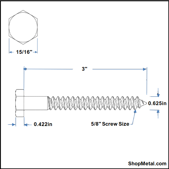 Picture of 5/8" X 3" HEX LAG HDG