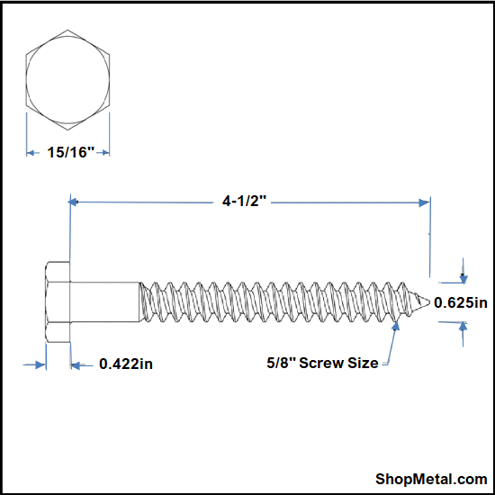 Picture of 5/8" X 4-1/2" HEX LAG HDG