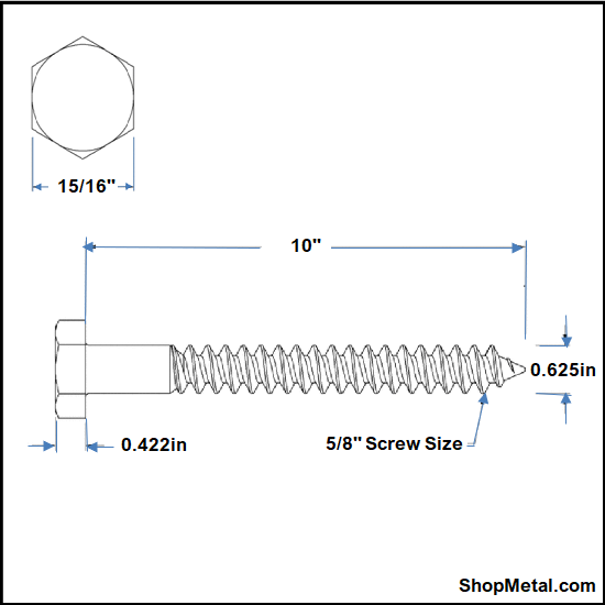 Picture of 5/8" X 10" HEX LAG HDG