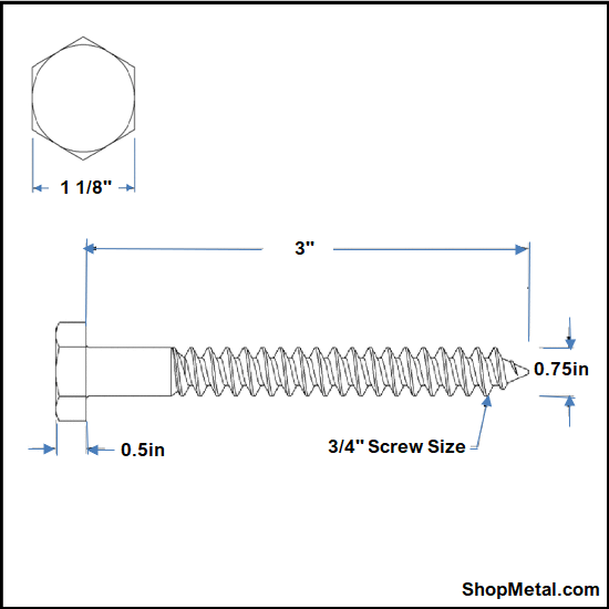 Picture of 3/4" X 3" HEX LAG HDG