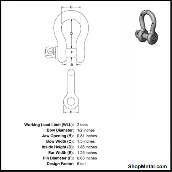 Picture of CHICAGO 1/2" BOLT MID SHACKLE