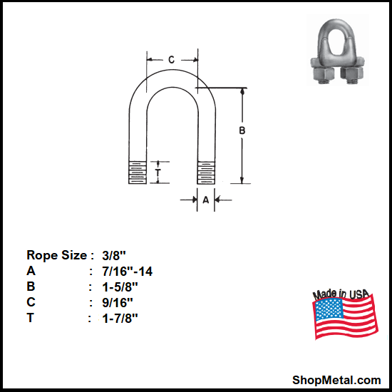 Picture of 3/8" FORGED WIRE ROPE CLIP DOM