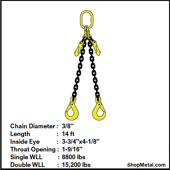 Picture of 14' ADJ LINK 3/8" CHN SLNG W/L