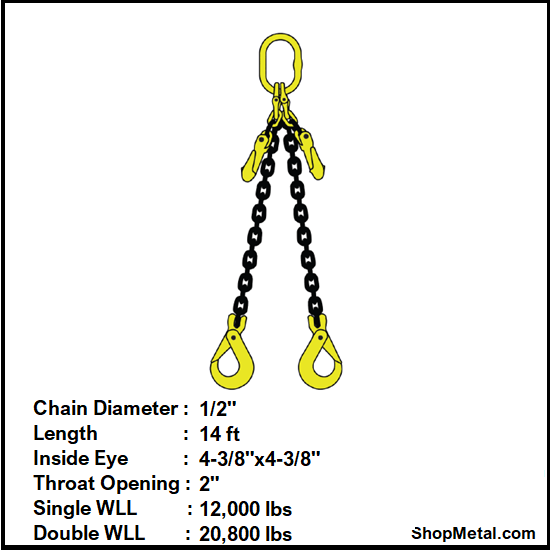 Picture of 14' ADJ LINK 1/2" CHN SLNG w/L