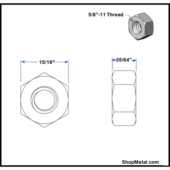 Picture of 5/8-11 FINISHED HEX NUT HDG