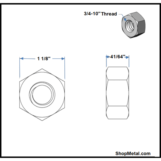 Picture of 3/4-10 FINISHED HEX NUT HDG