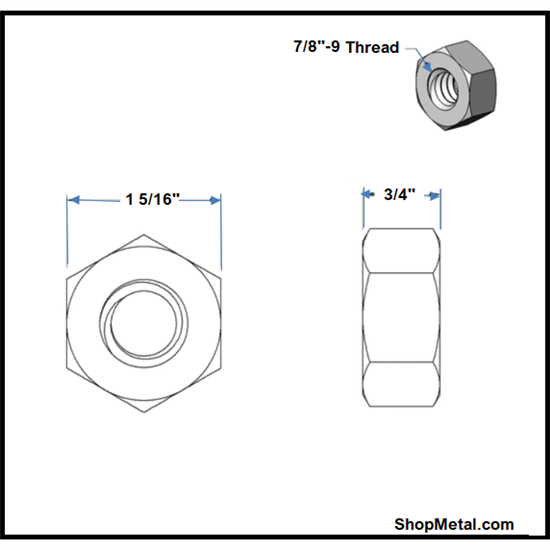 Picture of 7/8-9 FINISHED HEX NUT HDG