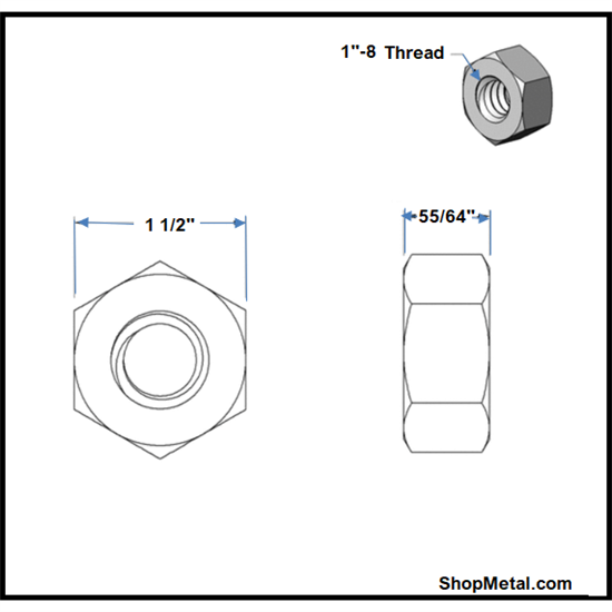 Picture of 1-8 FINISHED HEX NUT HDG