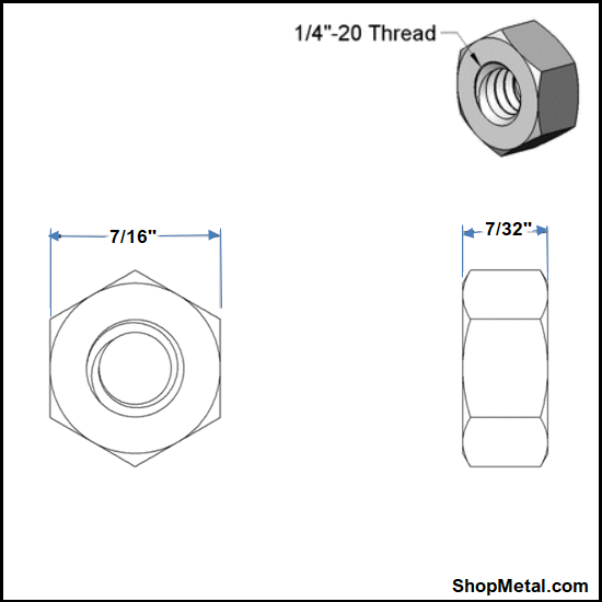 Picture of 1/4-20 FINISHED HEX NUT G8 YZP