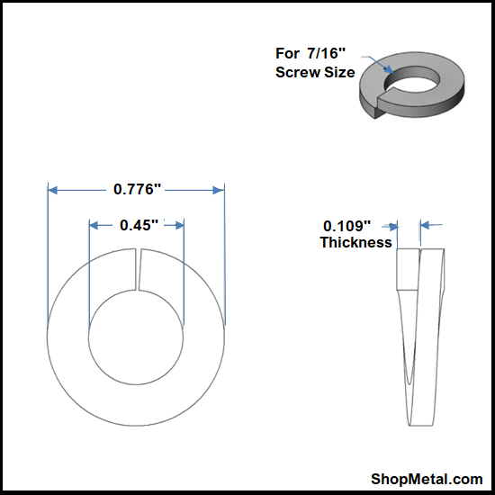 Picture of 7/16" SPLIT LOCK WASHER HDG