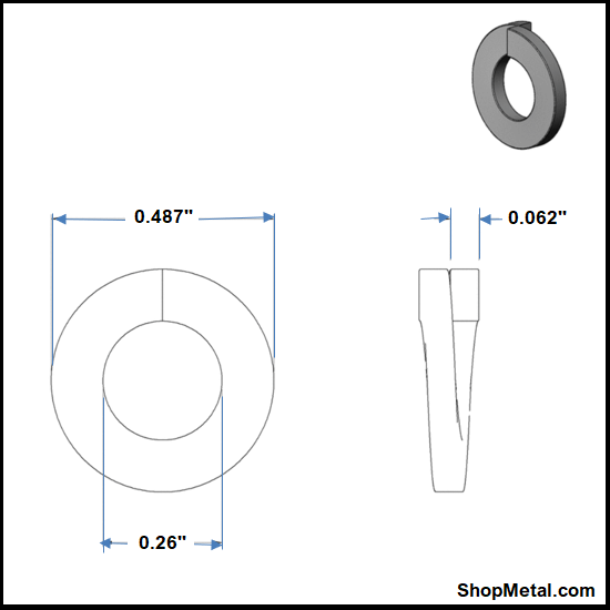 Picture of 1/4" HI-ALLOY LOCK WASHER YZP