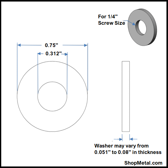 Picture of 1/4" USS THRU-HARD WASHER YZP