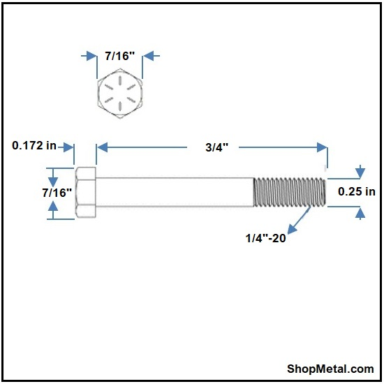 Picture of 1/4-20 X 3/4" HCS G8 YZP