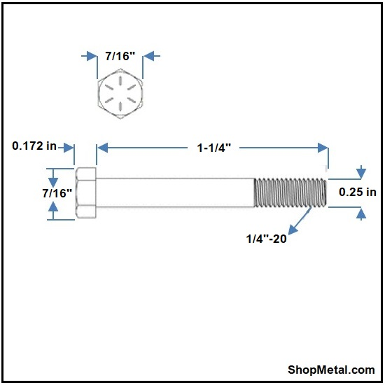 Picture of 1/4-20 X 1-1/4" HCS G8 YZP