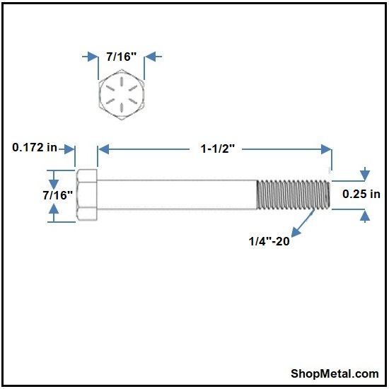 Picture of 1/4-20 X 1-1/2" HCS G8 YZP