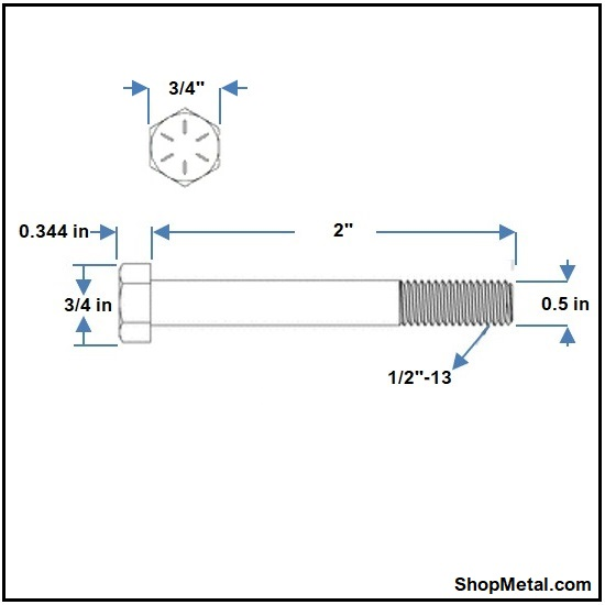 Picture of 1/2-13 X 2" HCS G8 YZP