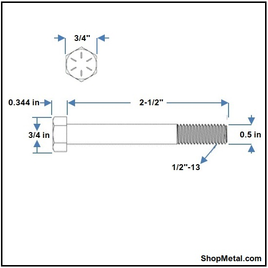 Picture of 1/2-13 X 2-1/2" HCS G8 YZP