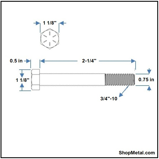 Picture of 3/4-10 X 2-1/4" HCS G8 YZP