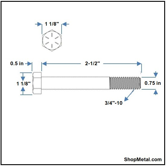 Picture of 3/4-10 X 2-1/2" HCS G8 YZP