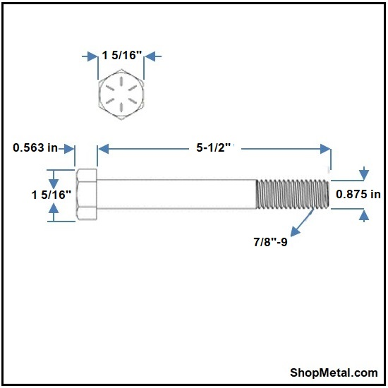 Picture of 7/8-9 X 5-1/2" HCS G8 YZP