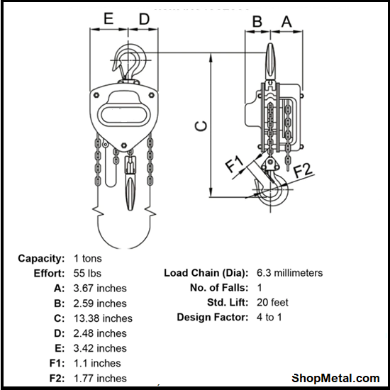 Picture of 1T CHAIN BLOCK HOIST