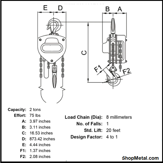 Picture of 2T CHAIN BLOCK HOIST