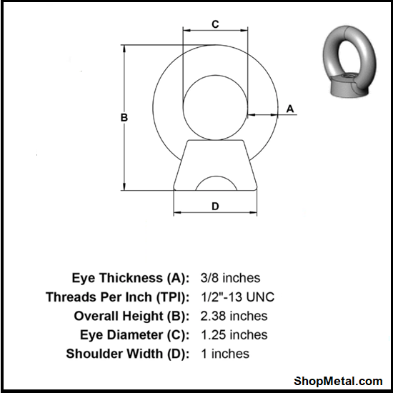 Picture of 1/2"-13 EYE NUT 316 SS