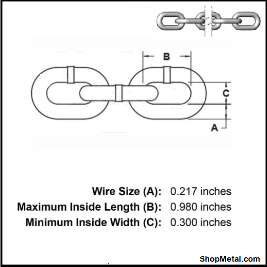 Steel & Metal Service Center. 3/16" X 1500" G30 CHAIN HDG