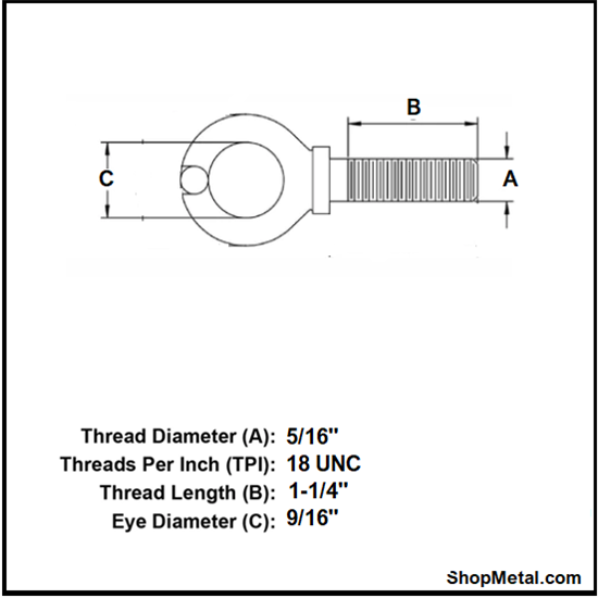 Picture of 5/16"-18 X 1-1/4" LIFT EYE BT