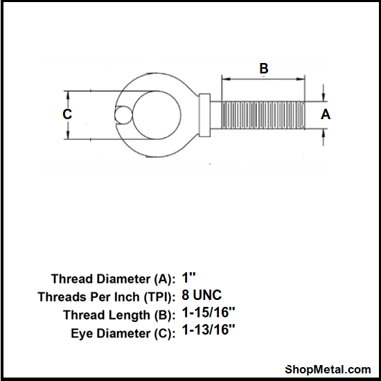 Picture of 1"-8 X 1-15/16" LIFT EYE BOLT