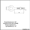 Picture of 1/4" X 2" EYE BOLT W/ NUT HDG