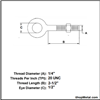 Picture of 1/4" X 2.5" EYE BOLT W/NUT HDG