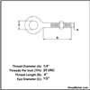 Picture of 1/4" X 4" EYE BOLT W/ NUT HDG