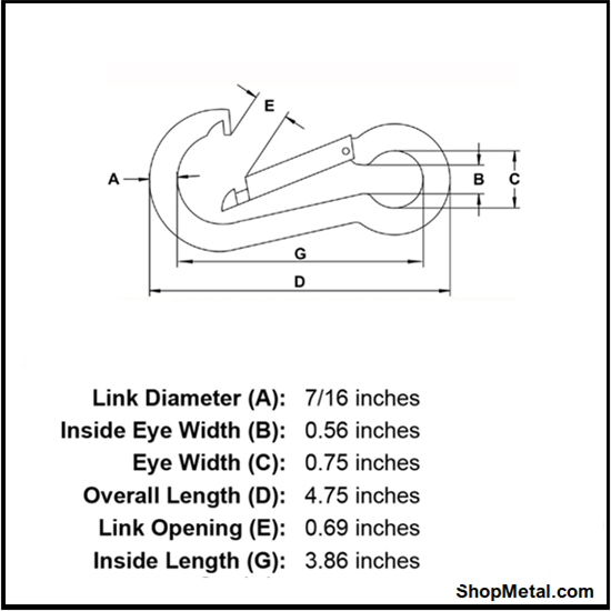 Picture of 7/16" ZINC SPRING HOOK