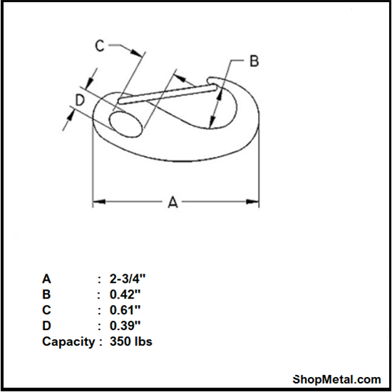 Picture of 2-3/4" 316 SS SPRING GATE SNAP