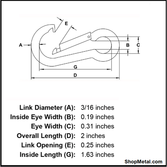 Picture of 3/16" ZINC SPRING HOOK