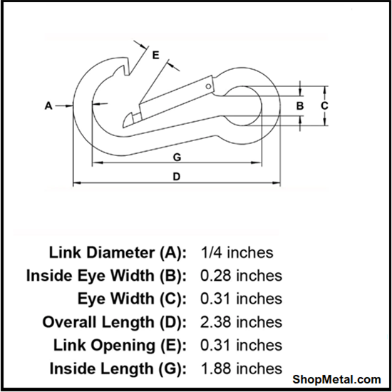 Picture of 1/4" ZINC SPRING HOOK