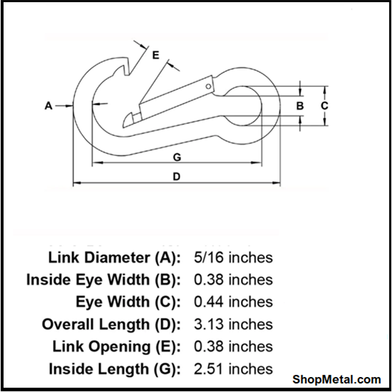 Picture of 5/16" ZINC SPRING HOOK