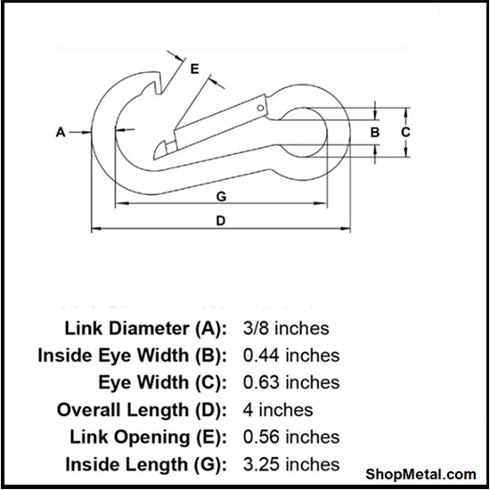 Picture of 3/8" ZINC SPRING HOOK