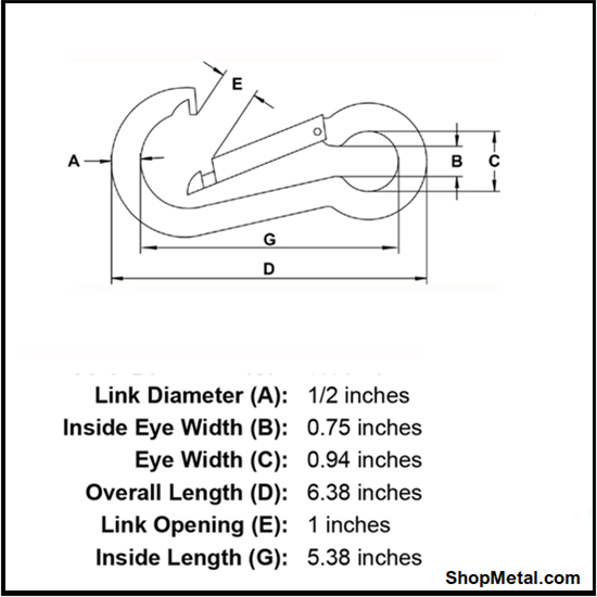 Picture of 1/2" ZINC SPRING HOOK