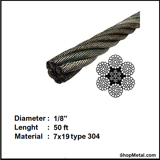 Picture of 1/8" X 50' 7X19 CABLE SS 304