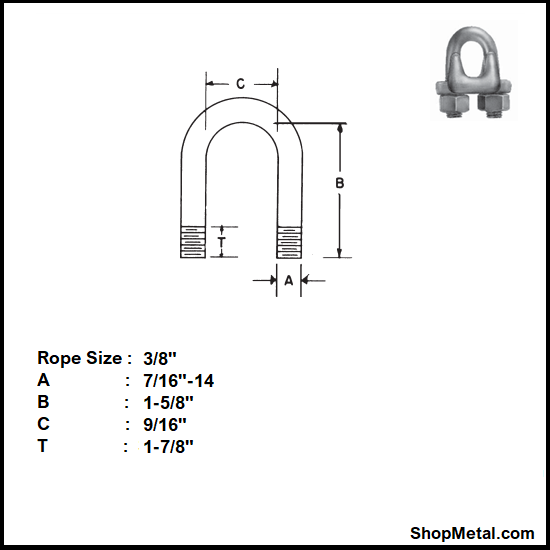 Picture of 3/8" WIRE ROPE CLIP 316SS