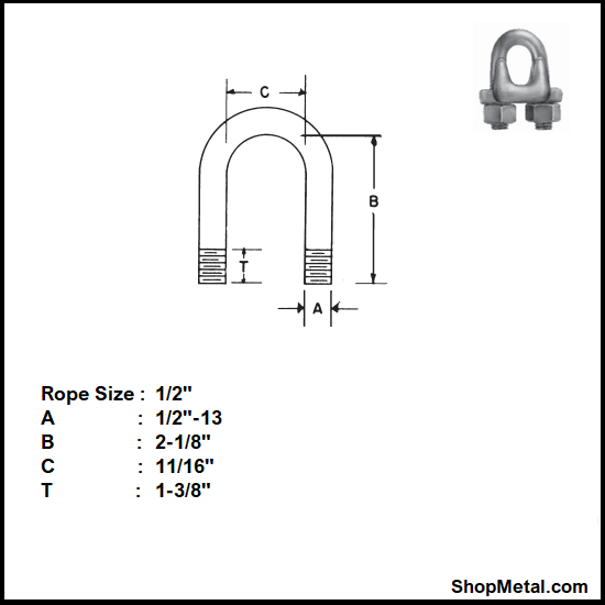Picture of 1/2" WIRE ROPE CLIP 316SS
