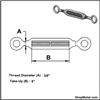 Picture of 3/8 x 6" EYE TO HOOK HDG TB